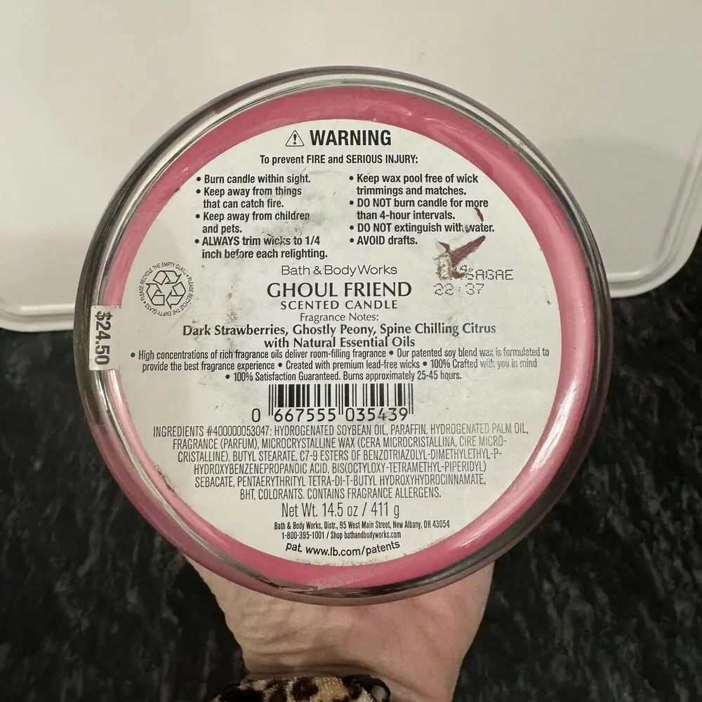 NEW Bath & Body Works Halloween Gouhl Friend 3 Wick Candle Skull Spider Web - Picture 5 of 7